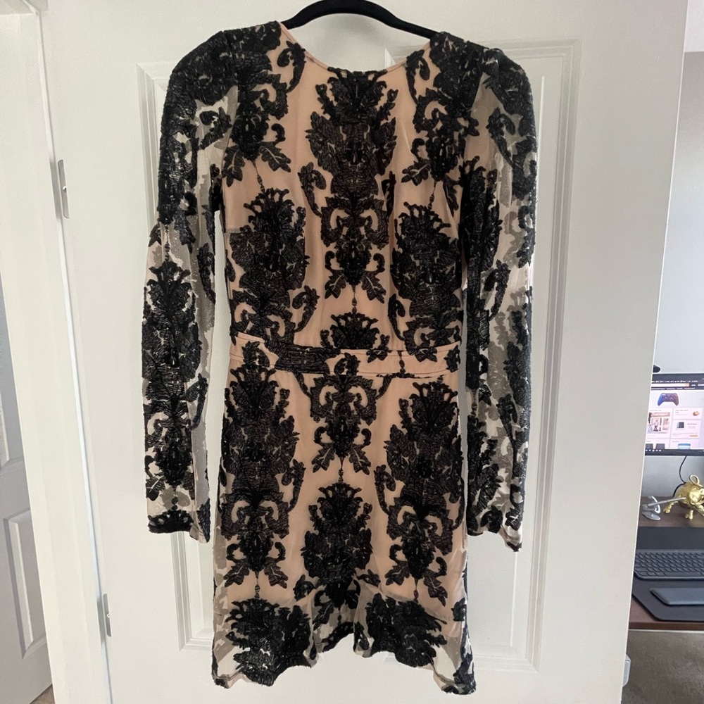 For love & lemons black lace mini dress